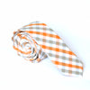 Rolled Up Orange & Gray Checkered 2 Inch Wide Skinny Tie 