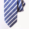 Skinny Tie - Denim Blue & White Striped Cotton