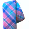 Skinny Tie - Madras Cotton with Teal, Blue, Pink, Yellow & White