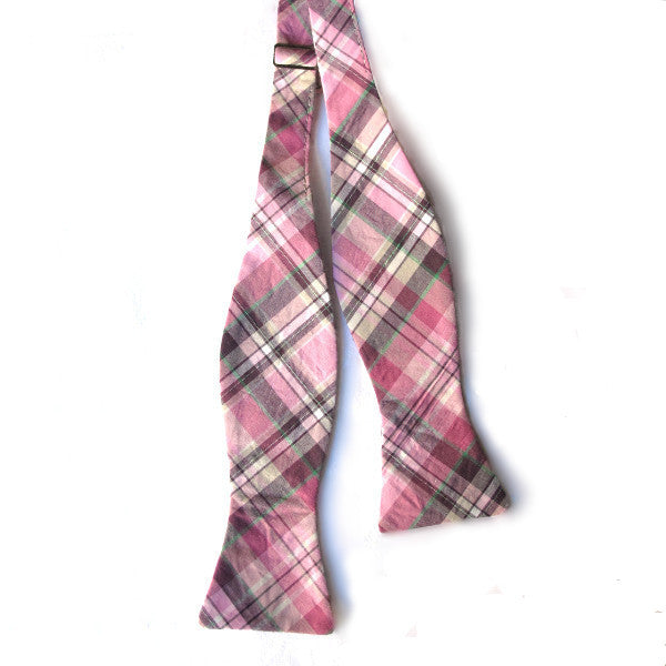 Self-Tie & Adjustable Bow Tie - Lombard Pink Plaid