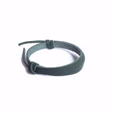 Leather Wrist Band with Adjustable Slide Knot - Ocean Green