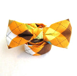 Pre-Tied Bow Tie - Orange Argyle