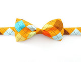 Pre-Tied Bow Tie - Orange Argyle
