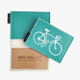 Vegan Mini Wallet - Teal with Bike Diagram