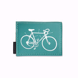 Vegan Mini Wallet - Teal with Bike Diagram