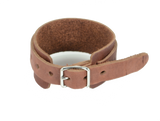 Leather Wrist Cuff with Buckle - Two Tone Brown