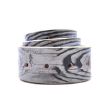 Grey Woodgrain Leather Belt with Raw Edges