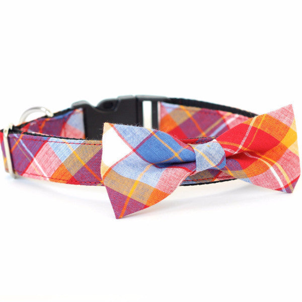 Bow Tie Dog Collars - Red Plaid