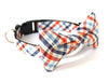 Bow Tie Dog Collars - Orange & Blue Plaid Seersucker