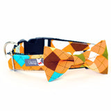 Bow Tie Dog Collars - Orange Argyle