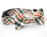 Bow Tie Dog Collars - Plaid Green Seersucker