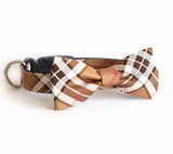 Bow Tie Dog Collars - Plaid Tan