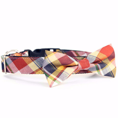Bow Tie Dog Collars - Presidio Yellow Plaid