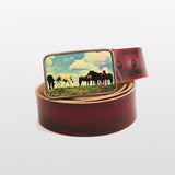 Red Distressed Leather Belt