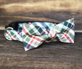 Bow Tie Dog Collars - Plaid Green Seersucker