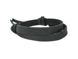 Black narrow leather wrist band with adjustable slip knot closure