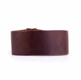 Wide Leather Wrist Cuff - Brown